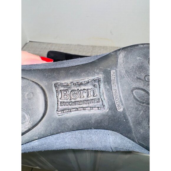 Born Blue Black Suede Leather Ballet Flat Loafter Casual Comfort Shoe Work 8 Bow - Picture 4 of 11